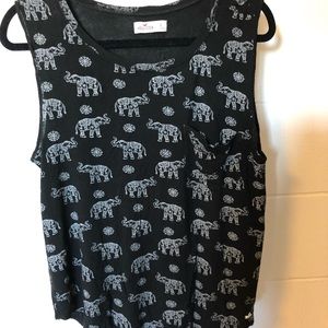 Hollister Tank Top with Cute b&w Elephants